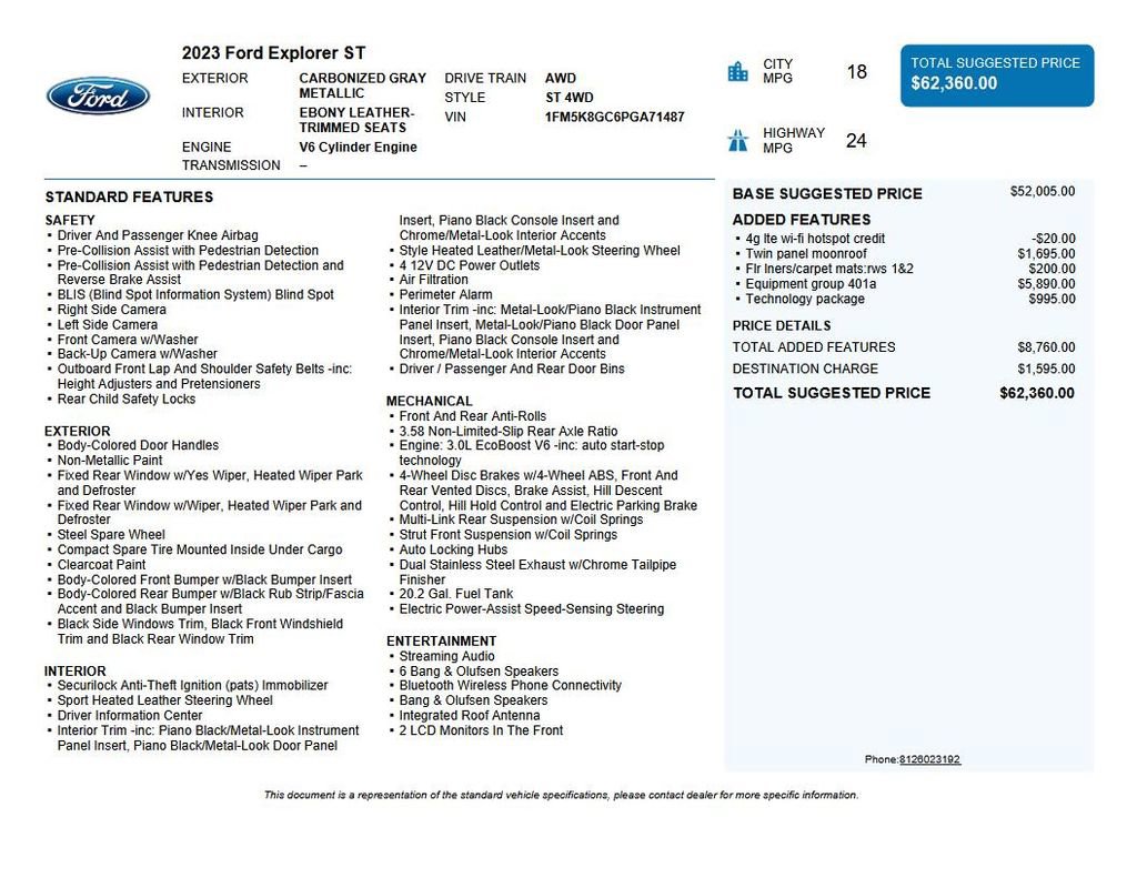 Used 2023 Ford Explorer ST w/ Equipment Group 401A image 51