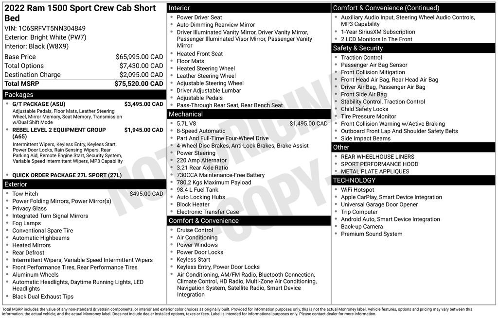 Used 2022 RAM 1500 Sport w/ G/T Package AWD/4WD image 4