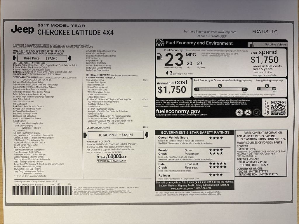 Used 2017 Jeep Cherokee Latitude w/ Cold Weather Group image 53