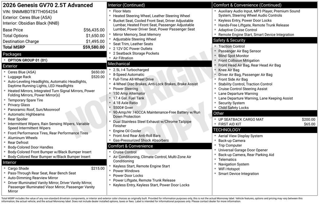 New 2026 Genesis GV70 2.5T Advanced image 3
