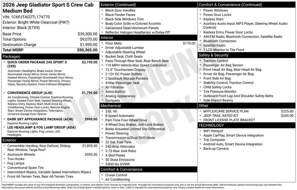 New 2026 Jeep Gladiator Sport AWD/4WD image 39