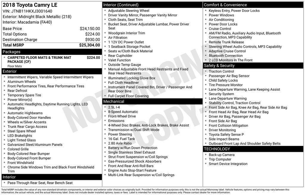 Used 2018 Toyota Camry LE image 11