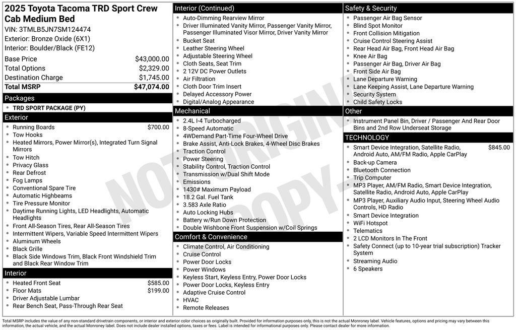 Certified 2025 Toyota Tacoma TRD Sport AWD/4WD image 21