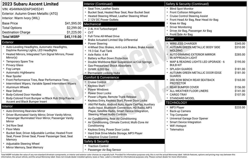 Used 2023 Subaru Ascent Limited image 41