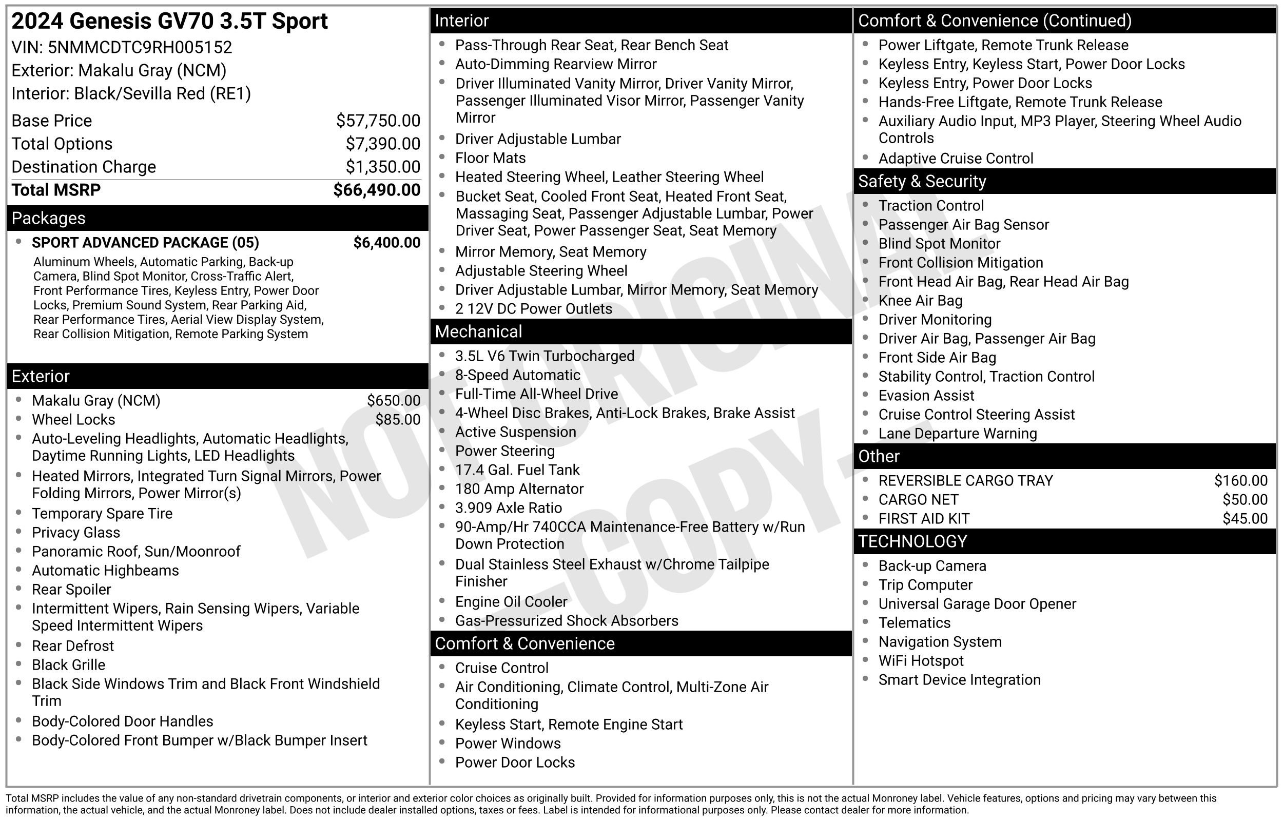 Used 2024 Genesis GV70 3.5T Sport w/ Sport Advanced Package image 48