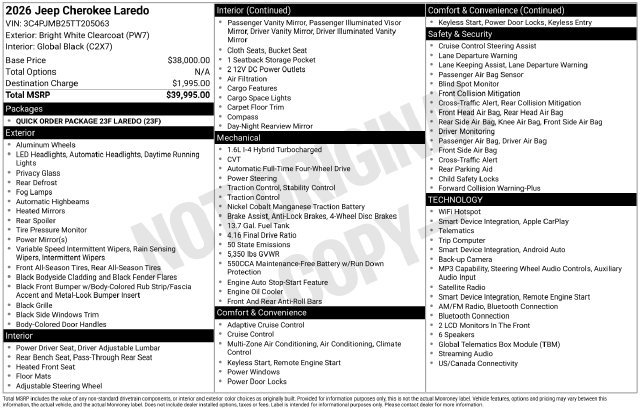 New 2026 Jeep Cherokee Laredo AWD/4WD image 30