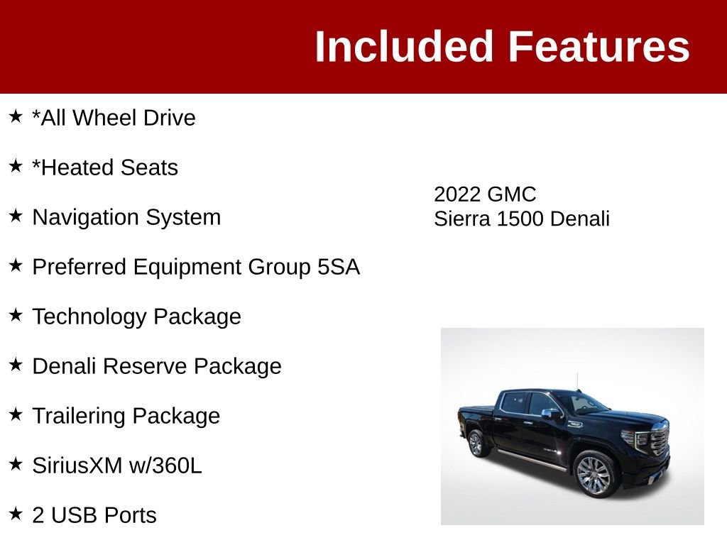 Used 2022 GMC Sierra 1500 Denali w/ Denali Reserve Package AWD/4WD image 3