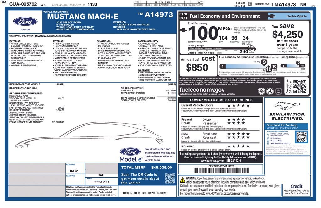 New 2026 Ford Mustang Mach-E Select w/ Comfort Package Lite AWD/4WD image 34