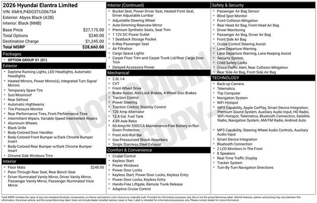New 2026 Hyundai Elantra Limited FWD image 46