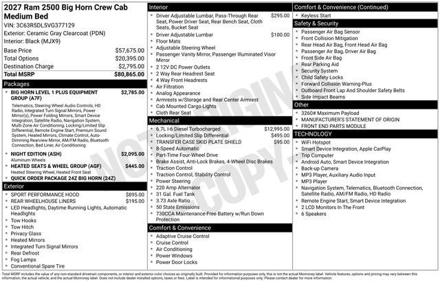 New 2027 RAM 2500 Big Horn AWD/4WD image 30
