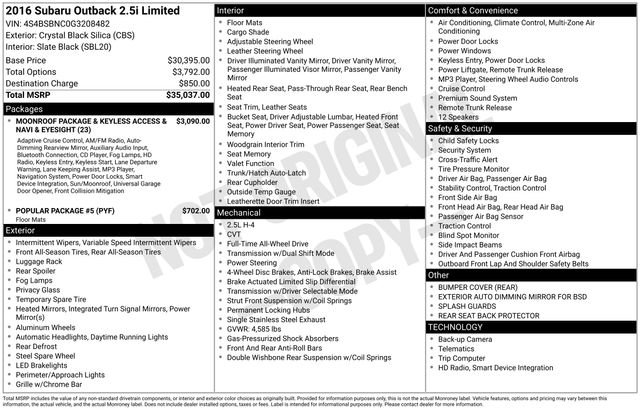 Used 2016 Subaru Outback 2.5i Limited image 50