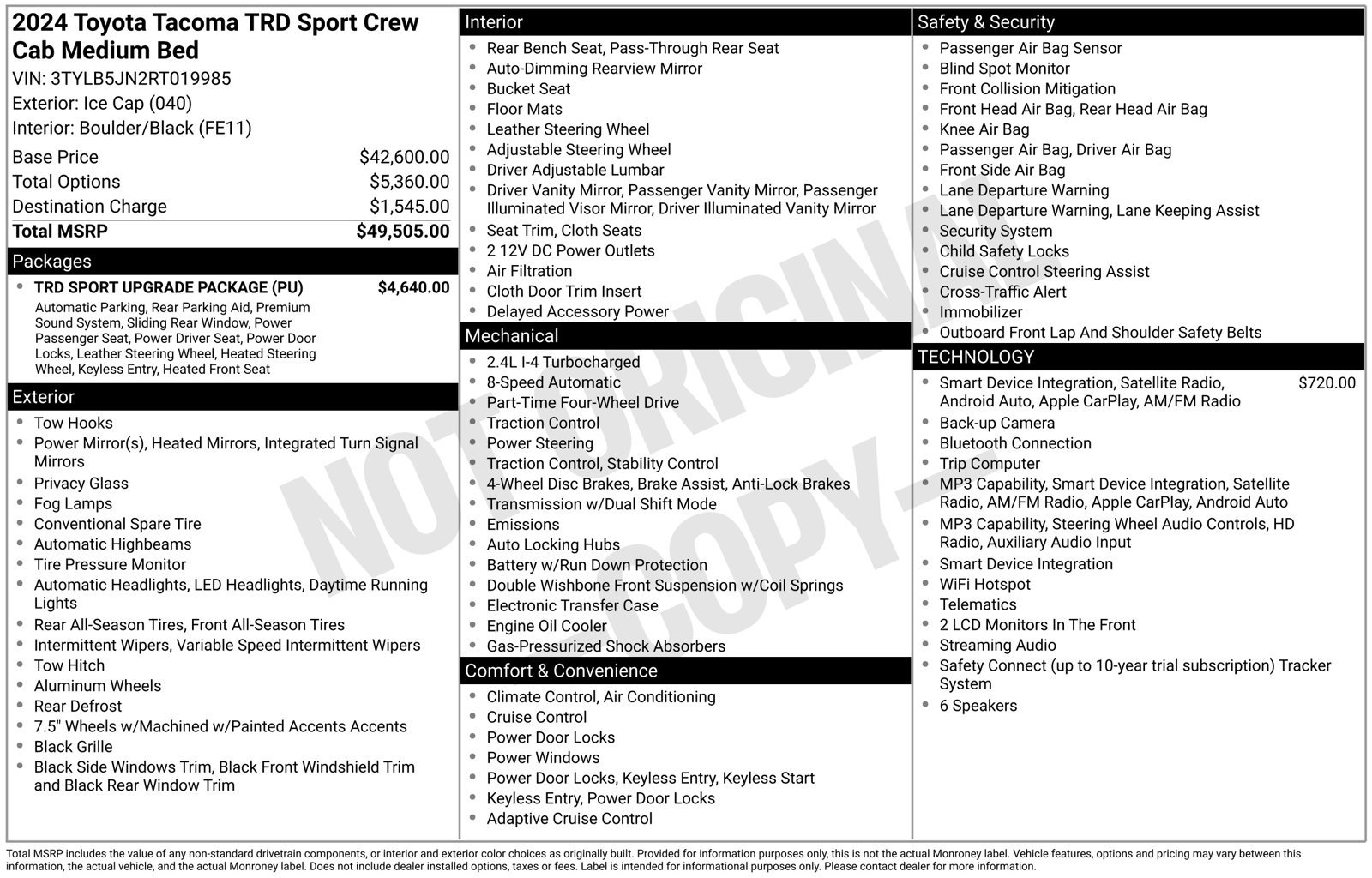 Used 2024 Toyota Tacoma TRD Sport w/ TRD Sport Upgrade Package AWD/4WD image 47