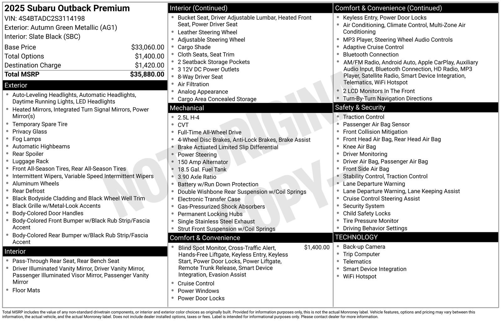 Certified 2025 Subaru Outback Premium image 33