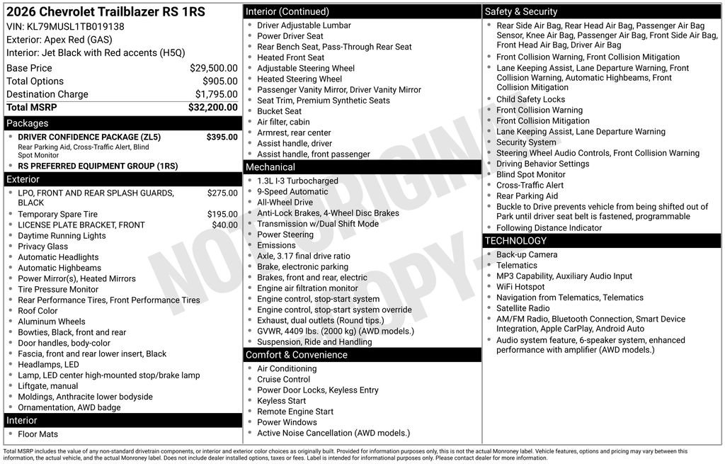 Used 2026 Chevrolet TrailBlazer RS w/ Driver Confidence Package AWD/4WD image 33