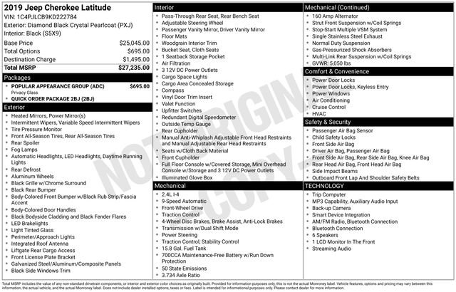 Used 2019 Jeep Cherokee Latitude w/ Popular Appearance Group FWD image 32