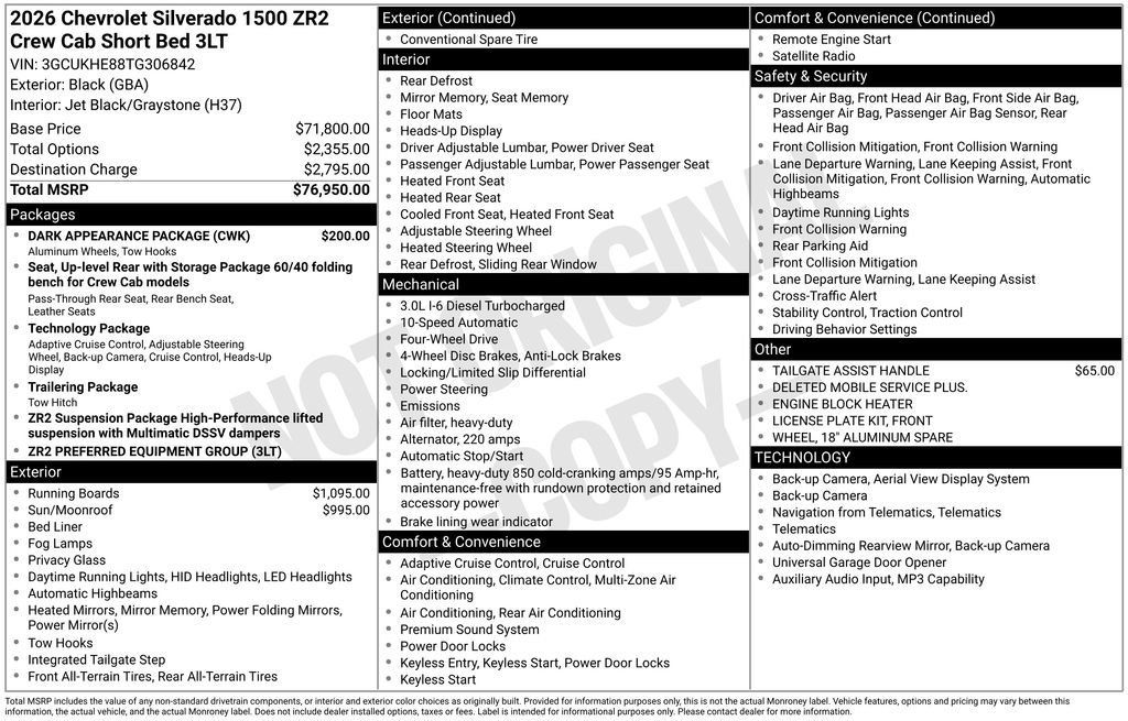 New 2026 Chevrolet Silverado 1500 ZR2 w/ Dark Appearance Package AWD/4WD image 27
