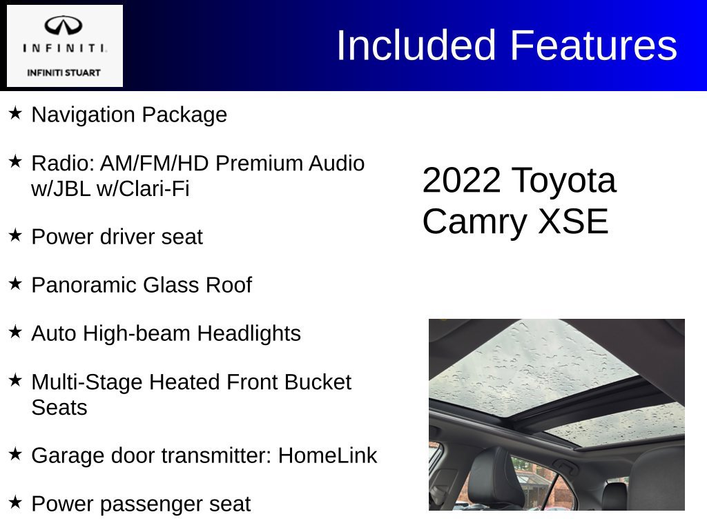 Used 2022 Toyota Camry XSE w/ Navigation Package FWD image 3