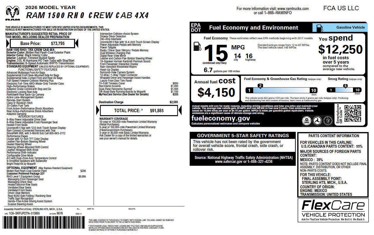 Used 2026 RAM 1500 RHO w/ RHO Level 1 Equipment Group AWD/4WD image 2