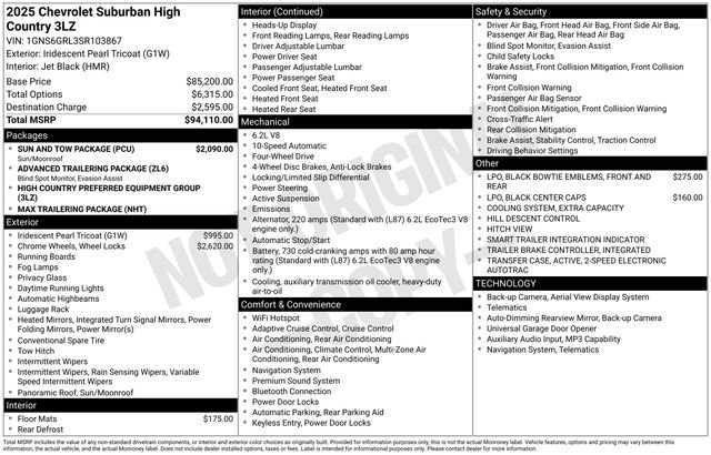 Used 2025 Chevrolet Suburban High Country w/ Sun And Tow Package image 3