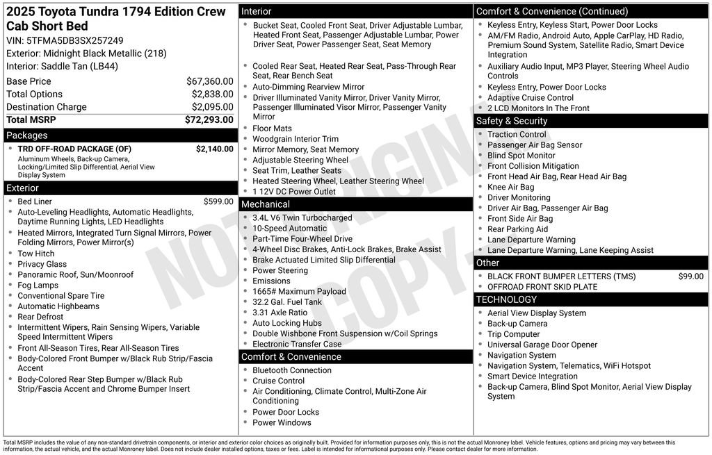 Used 2025 Toyota Tundra 1794 Edition w/ TRD Off-Road Package image 14