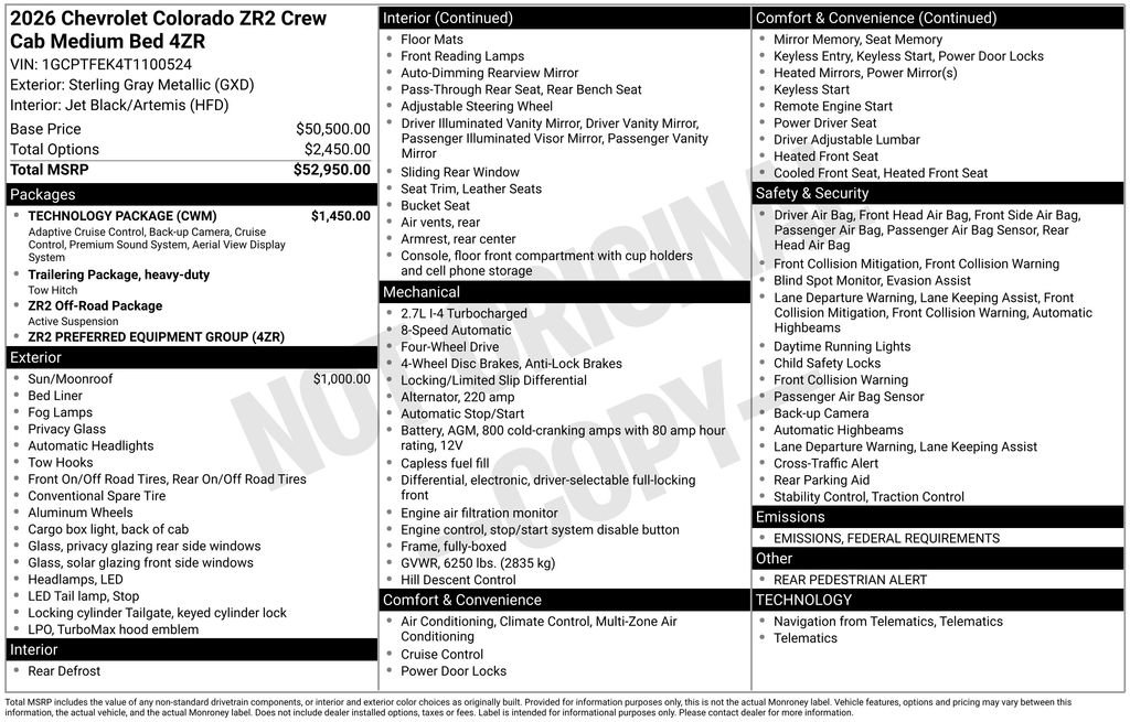 New 2026 Chevrolet Colorado ZR2 w/ Technology Package image 25