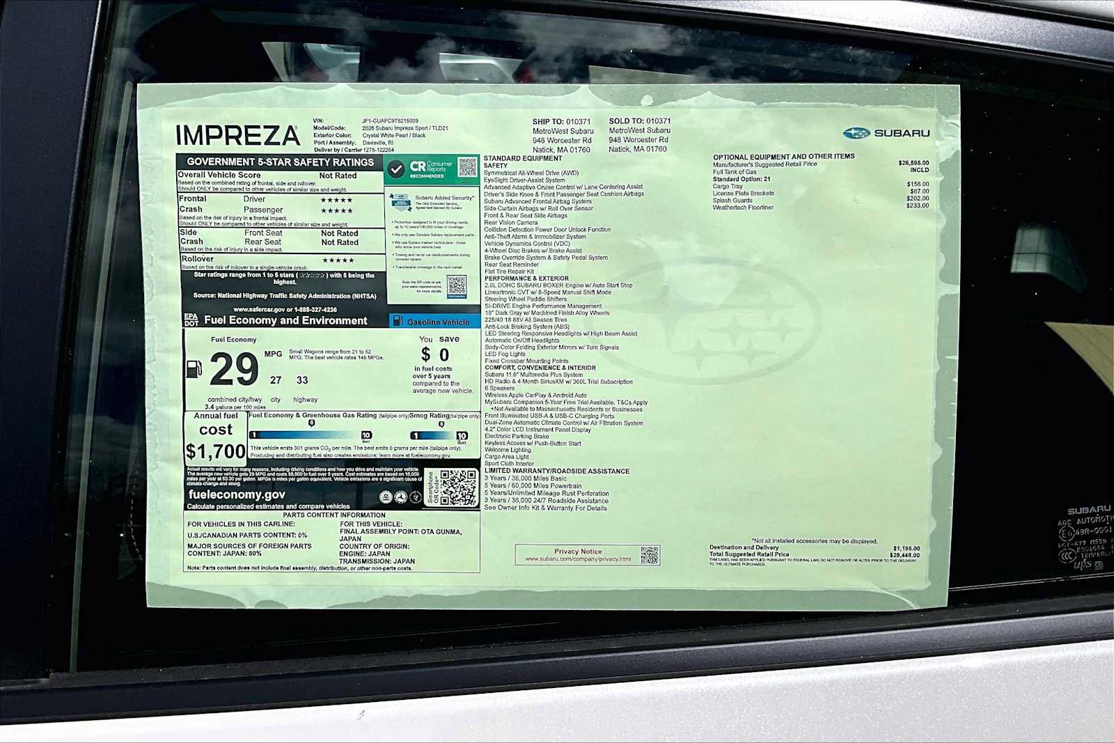 New 2026 Subaru Impreza 2.0i Sport AWD/4WD image 18