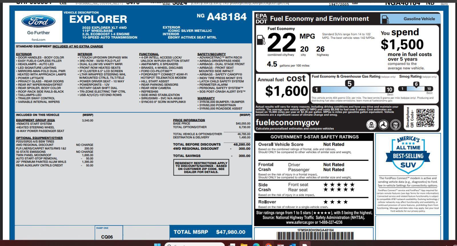 Used 2022 Ford Explorer XLT w/ Equipment Group 202A AWD/4WD image 4