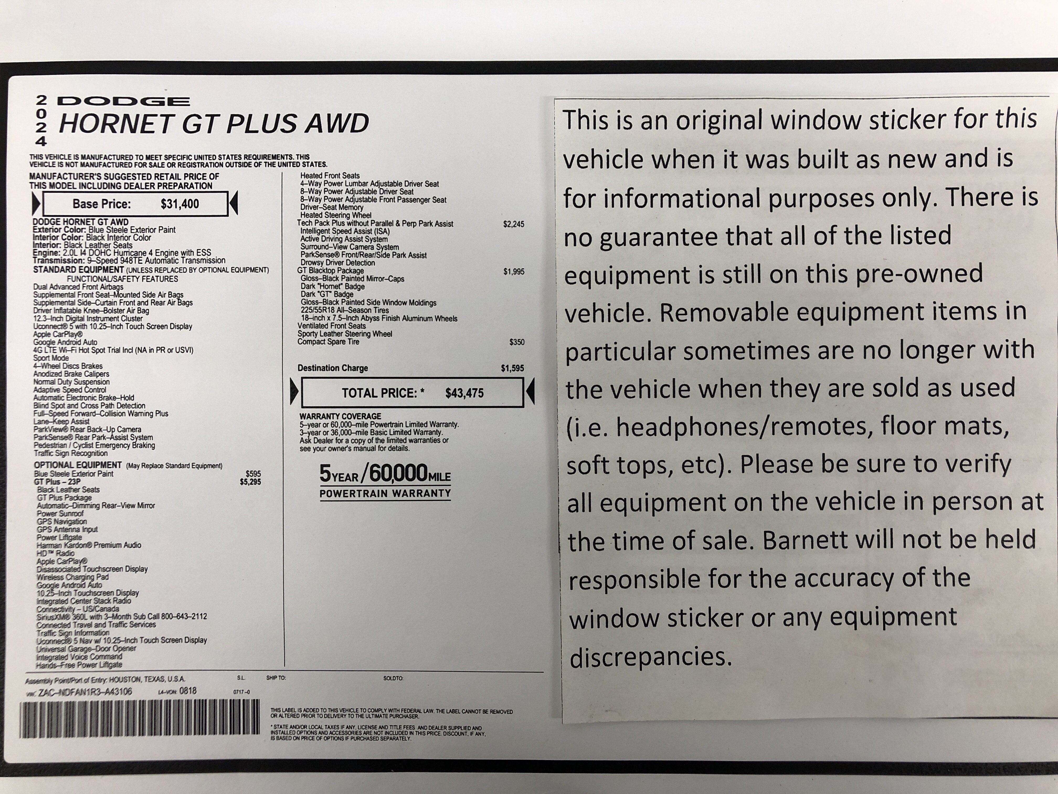 Certified 2024 Dodge Hornet GT AWD/4WD image 2