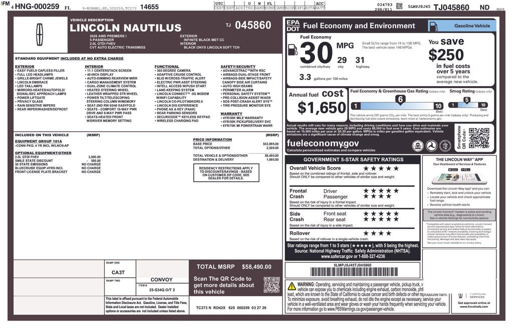 New 2026 Lincoln Nautilus Premier AWD/4WD image 26