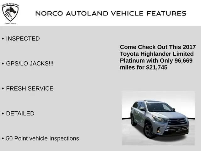 Used 2017 Toyota Highlander Limited Platinum w/ Carpet Mat Package FWD image 7