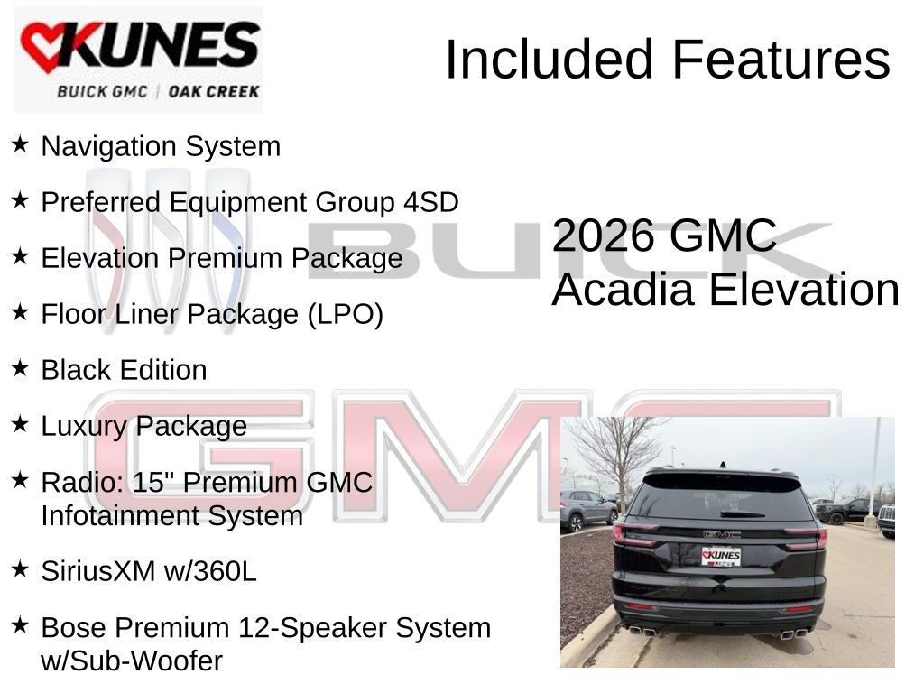 New 2026 GMC Acadia Elevation w/ Black Edition image 2