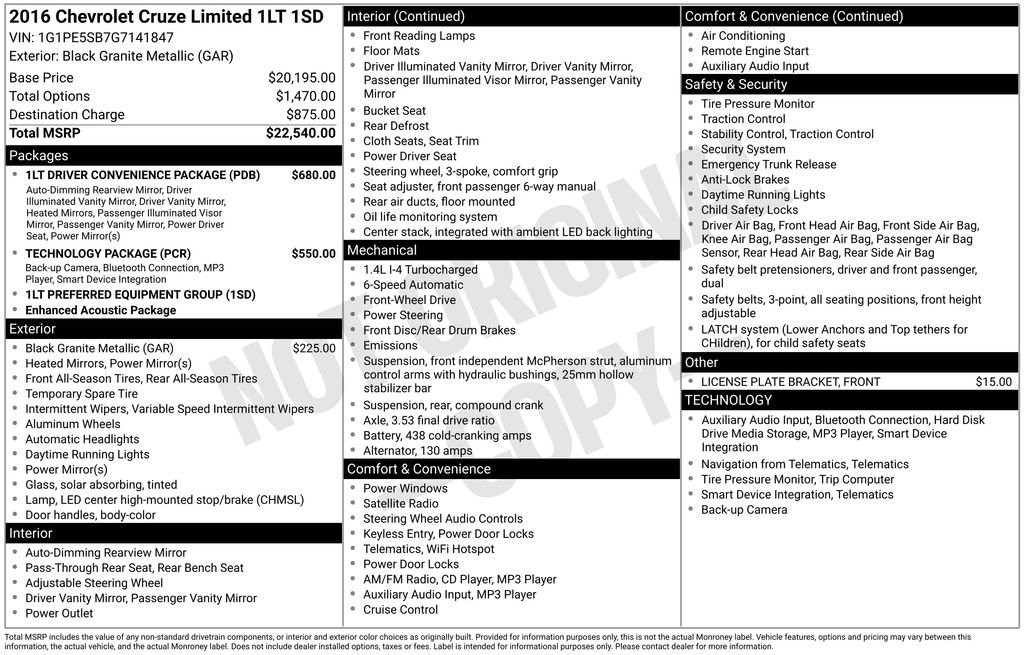 Used 2016 Chevrolet Cruze LT image 5
