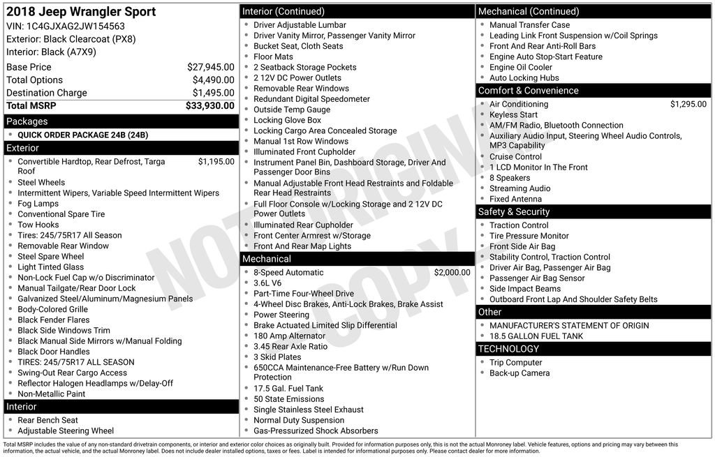 Used 2018 Jeep Wrangler Sport image 2