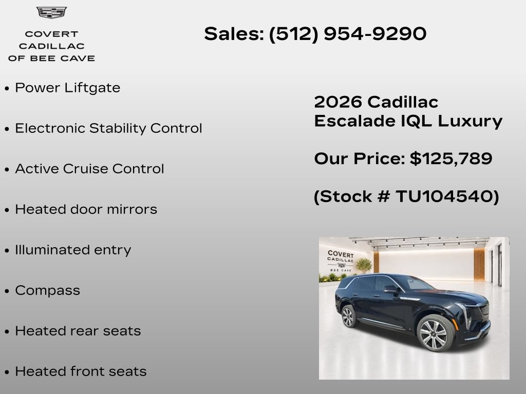 New 2026 Cadillac Escalade IQL Luxury w/ LPO, Floor Liner Package AWD/4WD image 14