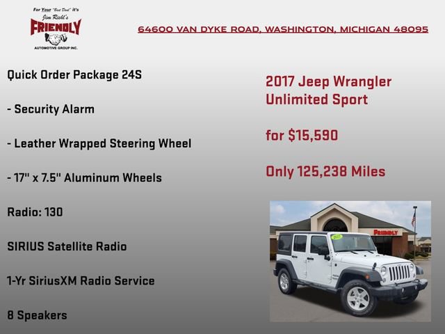 Used 2017 Jeep Wrangler Unlimited Sport w/ Quick Order Package 24S image 10
