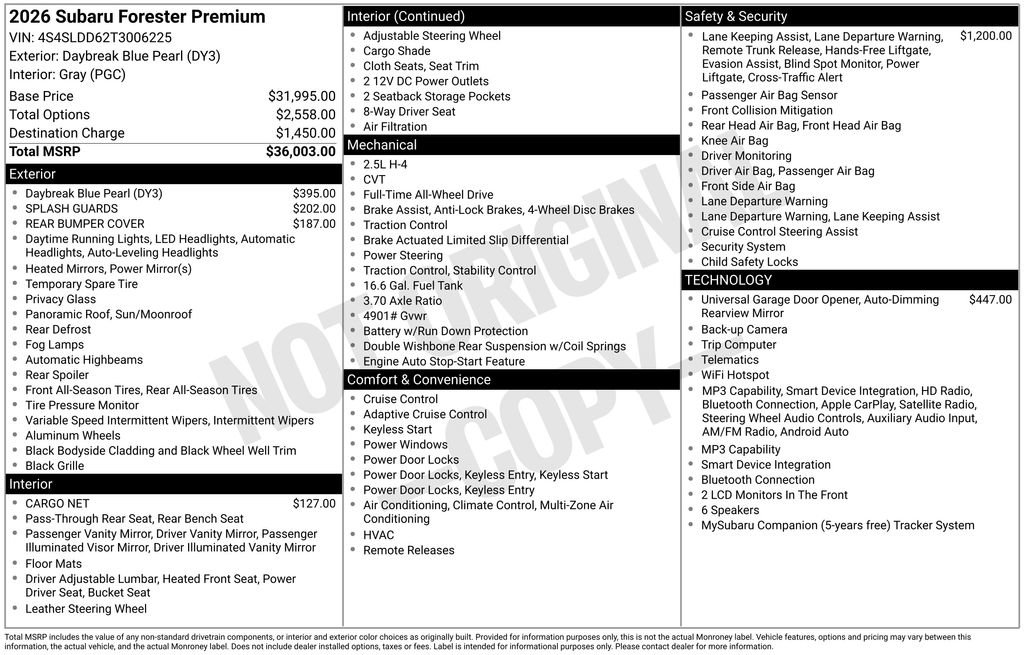 Certified 2026 Subaru Forester Premium AWD/4WD image 26