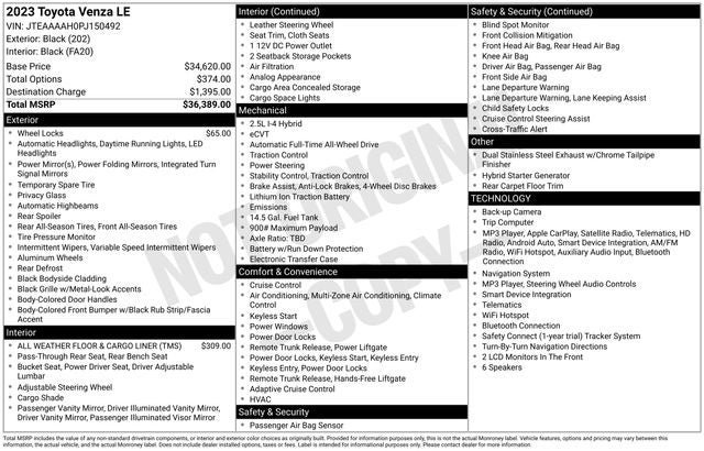 Certified 2023 Toyota Venza LE AWD/4WD image 7