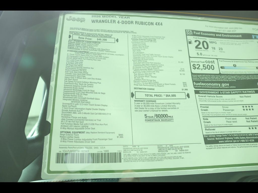 New 2026 Jeep Wrangler Unlimited Rubicon w/ Safety Group image 26