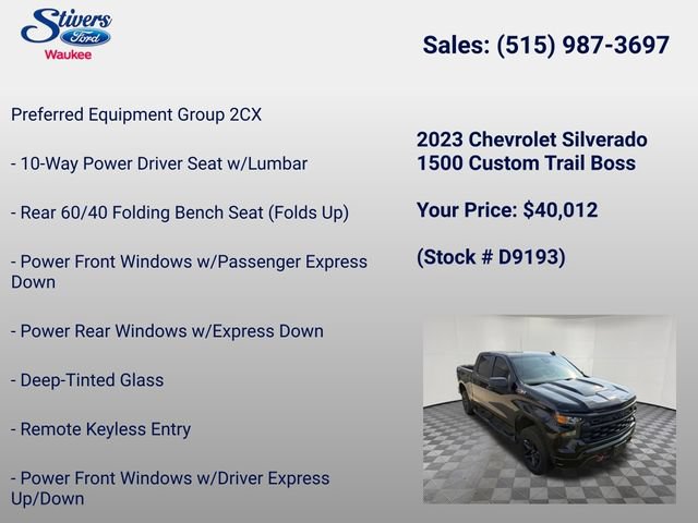 Used 2023 Chevrolet Silverado 1500 Custom Trail Boss AWD/4WD image 8