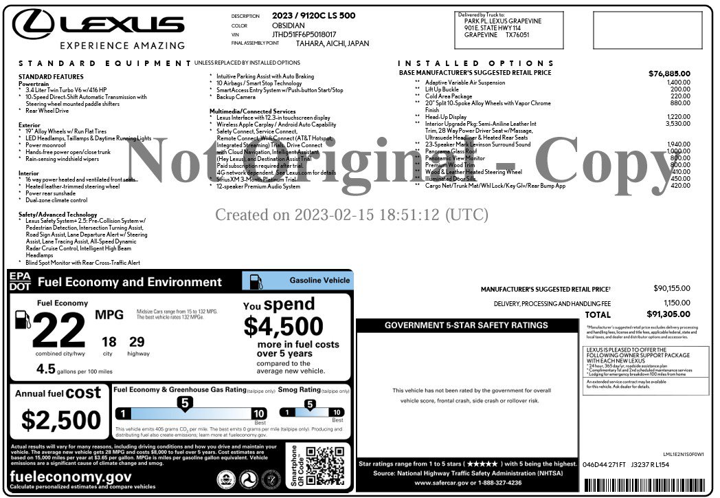Used 2023 Lexus LS 500 w/ Interior Upgrade Package RWD image 25