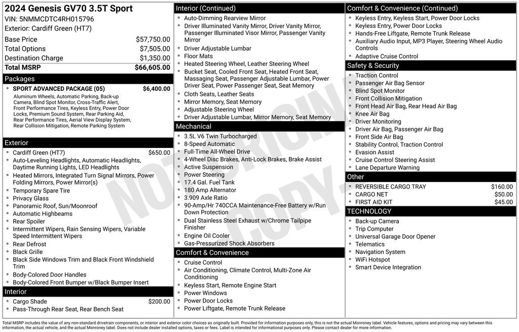 Used 2024 Genesis GV70 3.5T Sport w/ Sport Advanced Package image 32