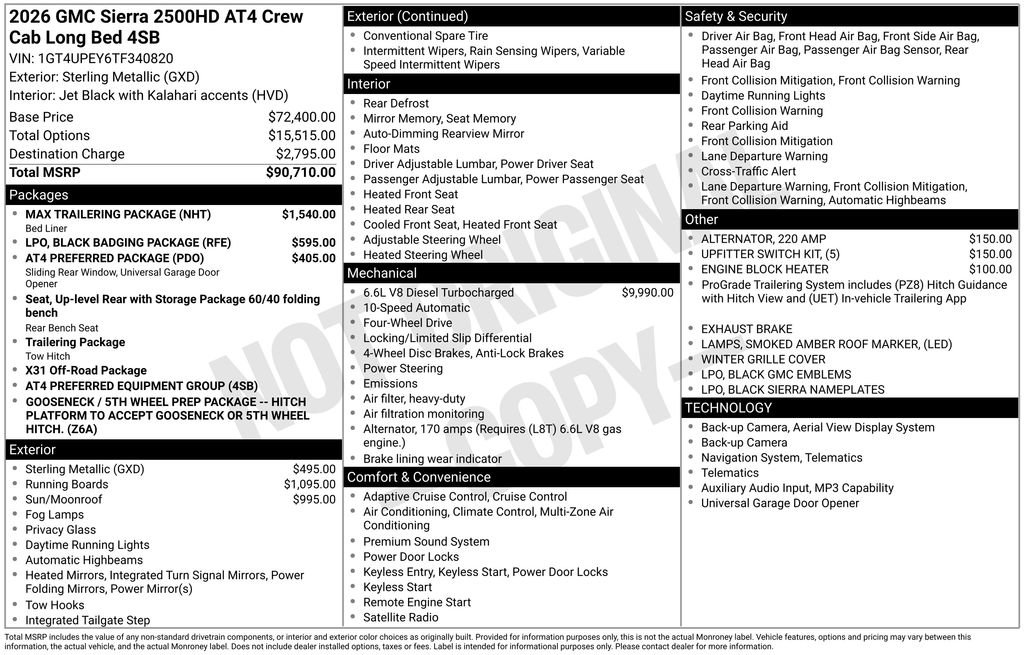 New 2026 GMC Sierra 2500 AT4 w/ Max Trailering Package AWD/4WD image 3