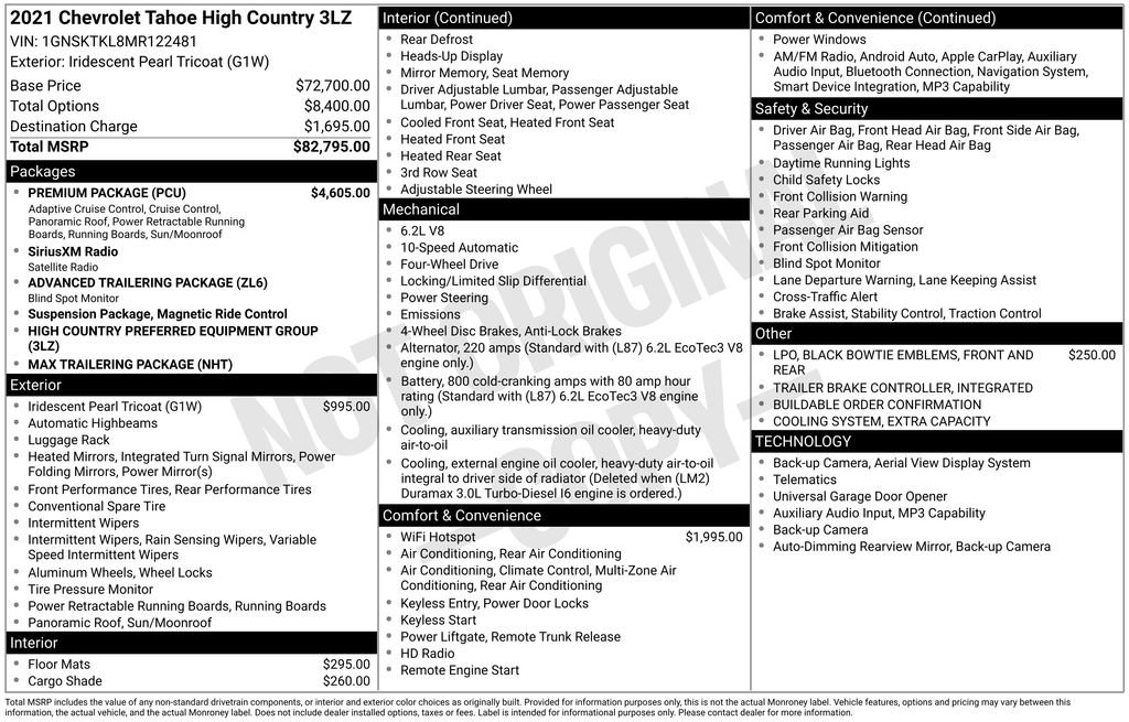 Used 2021 Chevrolet Tahoe High Country w/ Premium Package AWD/4WD image 28