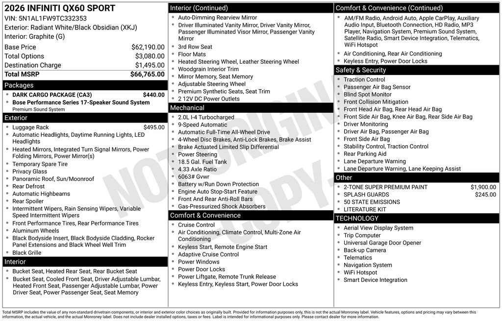 Certified 2026 INFINITI QX60 Sport w/ Dark Cargo Package image 3