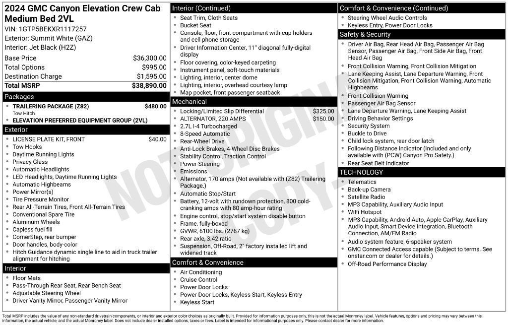 Used 2024 GMC Canyon Elevation w/ Trailering Package RWD image 3