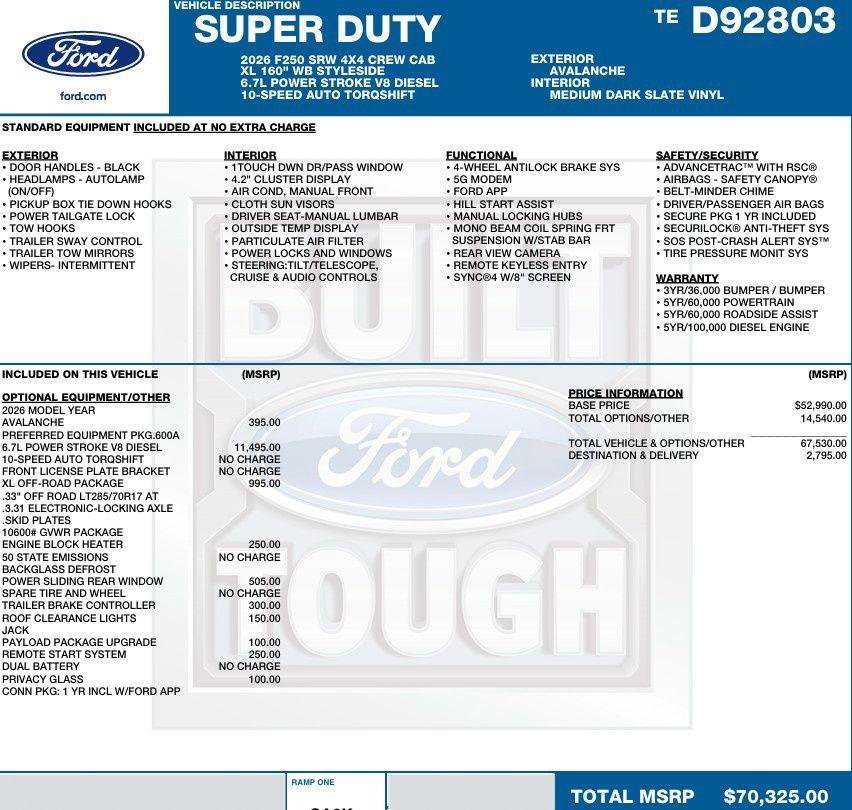 New 2026 Ford F250 XL w/ XL Off-Road Package image 2
