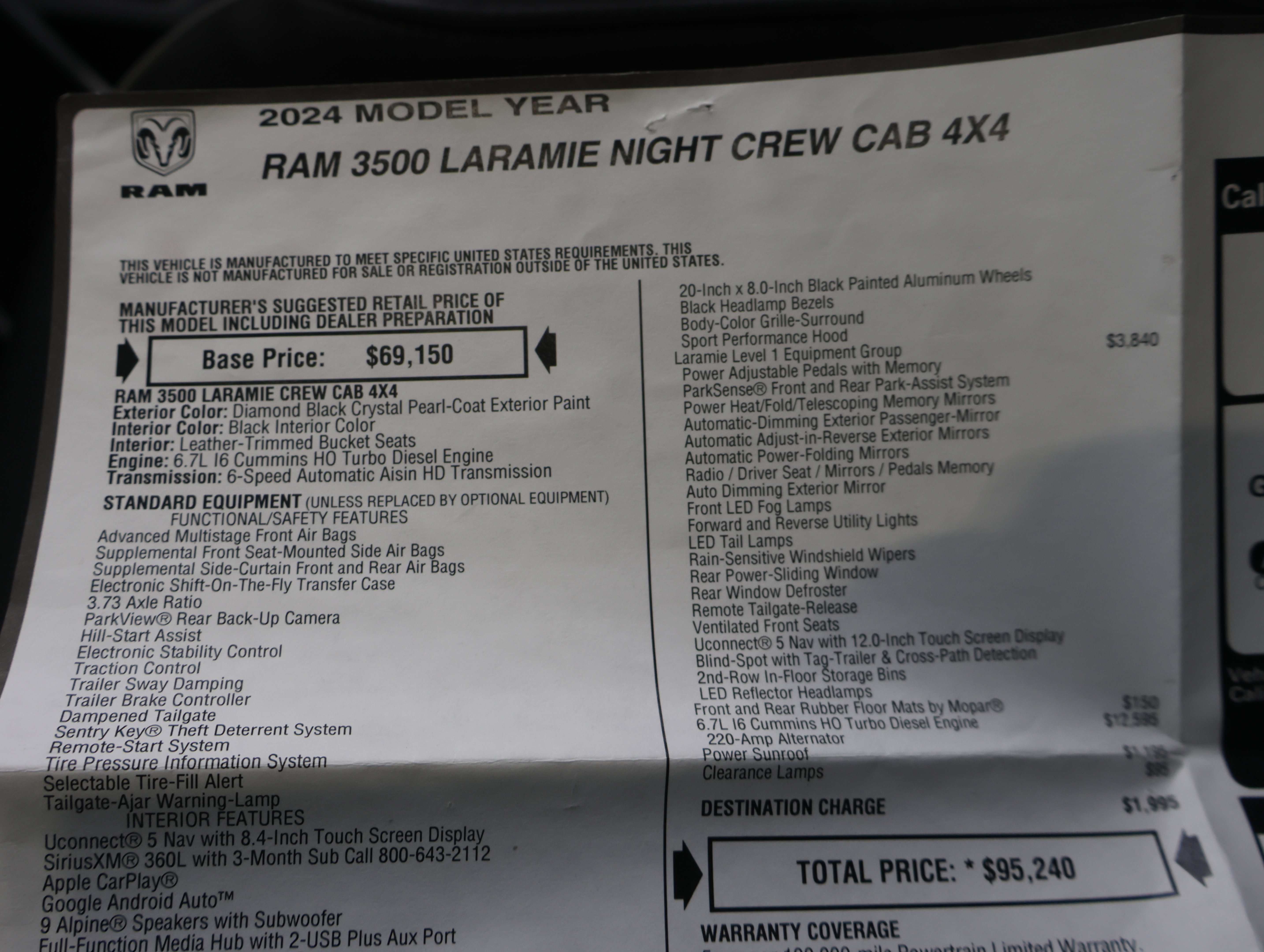 Used 2024 RAM 3500 Laramie w/ Night Edition AWD/4WD image 68