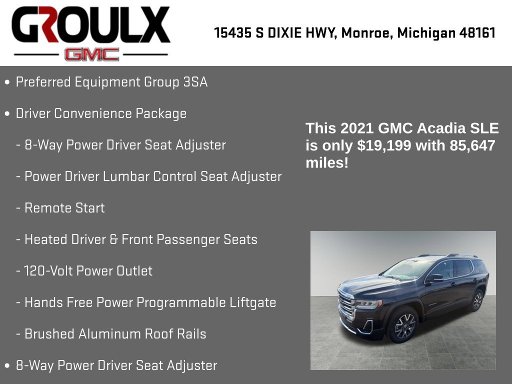 Used 2021 GMC Acadia SLE w/ Driver Convenience Package FWD image 8