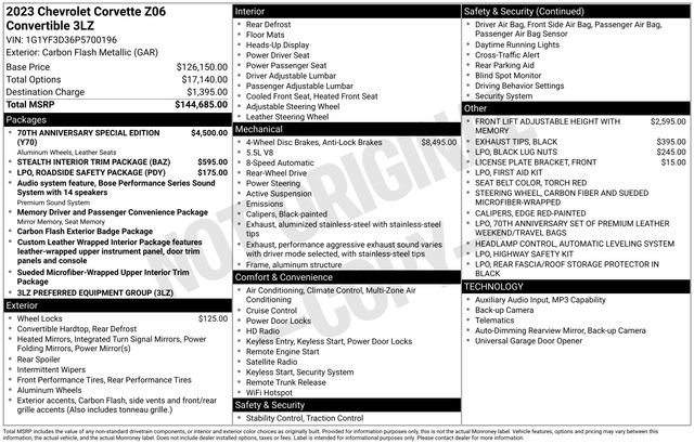 Used 2023 Chevrolet Corvette Z06 RWD image 3