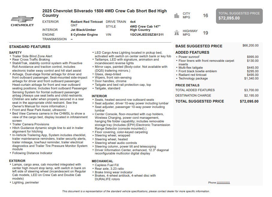 Certified 2025 Chevrolet Silverado 1500 High Country w/ Technology Package AWD/4WD image 36